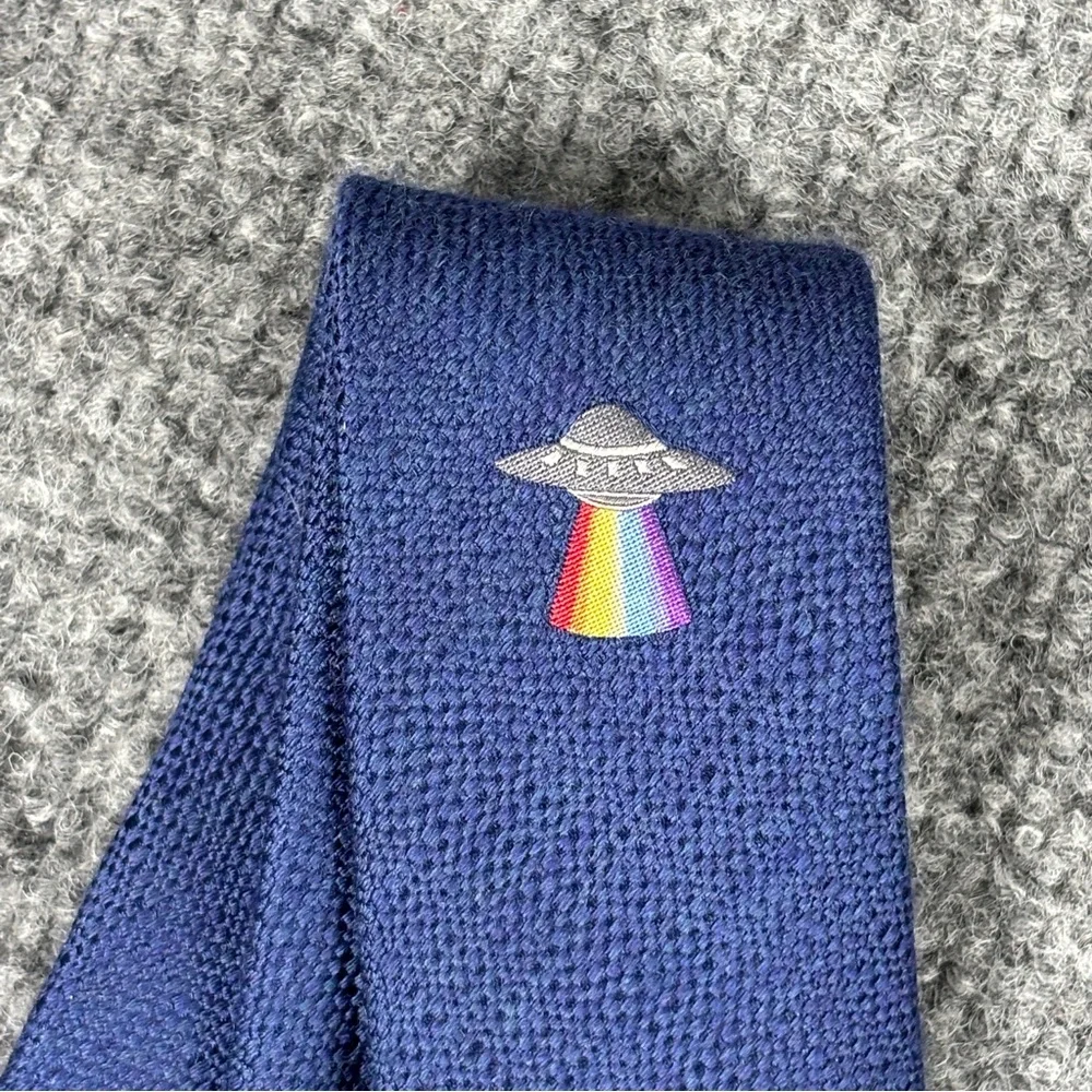 Gucci UFO Space 7.0 Blue Tie Wool Silk NWT